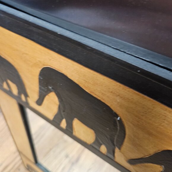 New Earthbound Trading Co Artisan Folk Art Wood Mirror Wall Hand Made Elephant - Picture 3 of 16